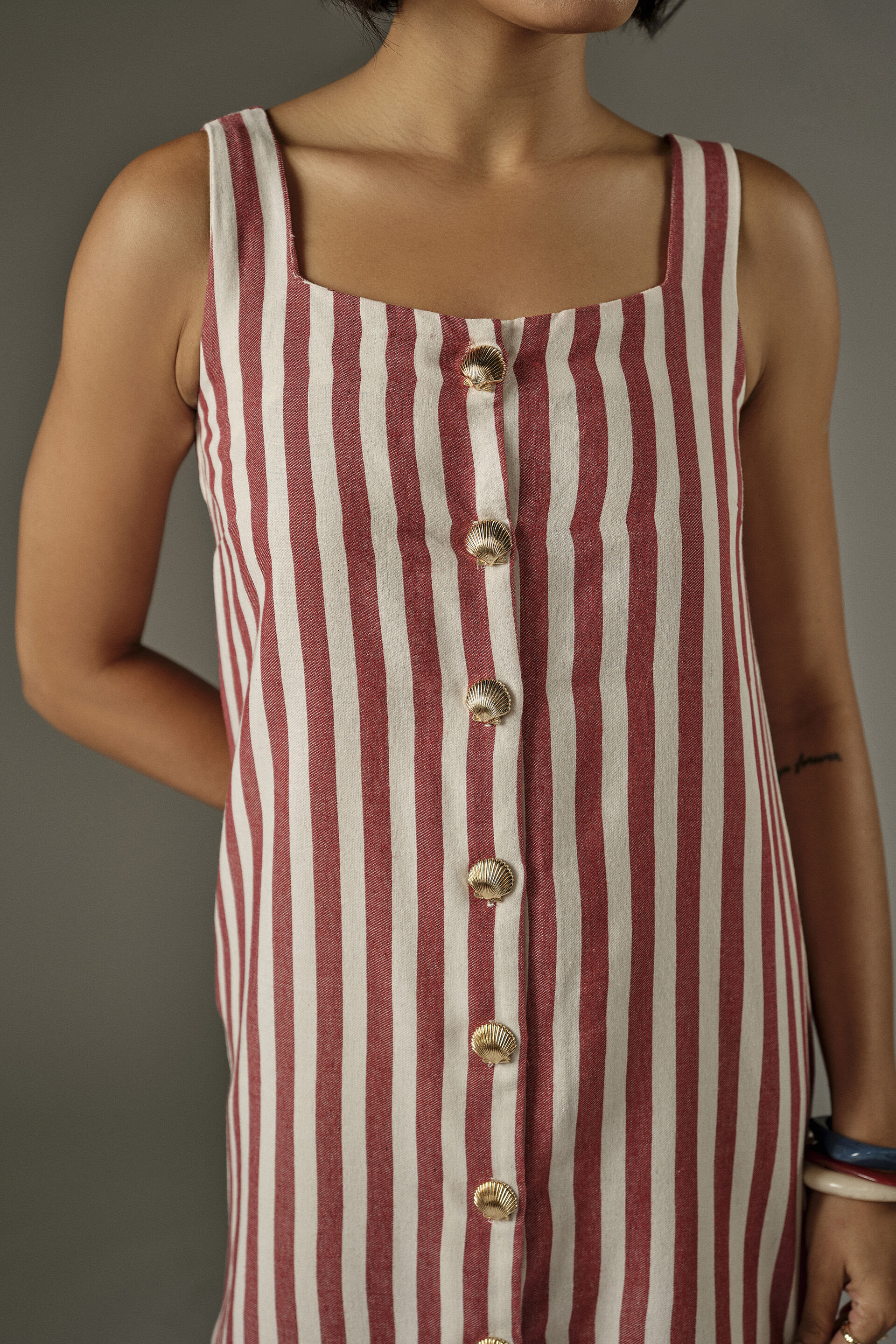Striped Shift Dress in Red, Red, image 4